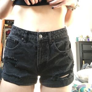 black jean shorts